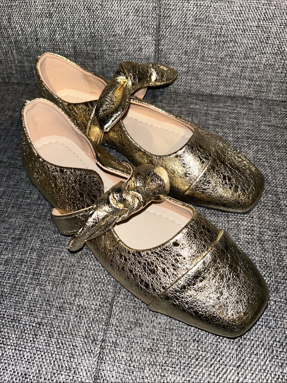 NEW- Gold Metallic Knot Strap Flats